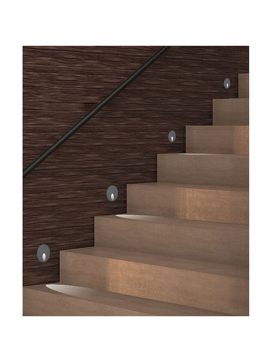 VK Lighting Χωνευτό Σποτ με Ενσωματωμένο LED και Θερμό Λευκό Φως Γκρι 1τμχ