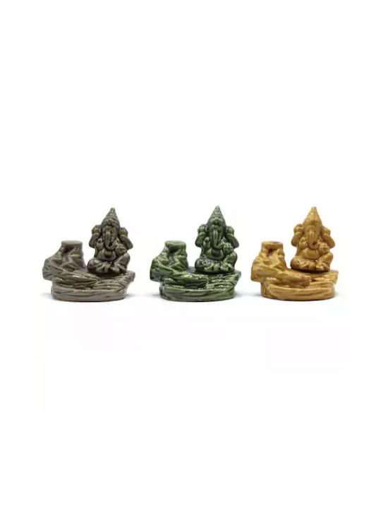Arzător ceramic Ganesha conuri backflow 10cm gri