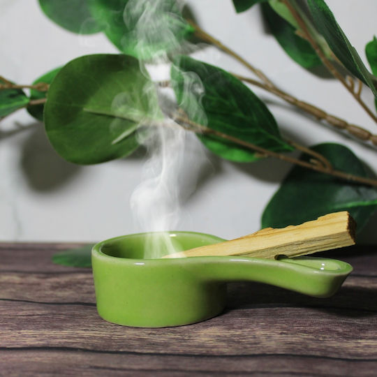 Κεραμική Θήκη Θυμιάματος Ξυλάκια Palo Santo Green 11cm