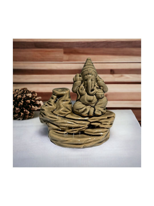 Arzător ceramic Ganesha conuri backflow 10cm gri
