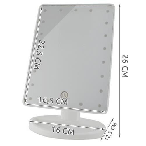 Makeup Mirror with Light 16.5x26cm White