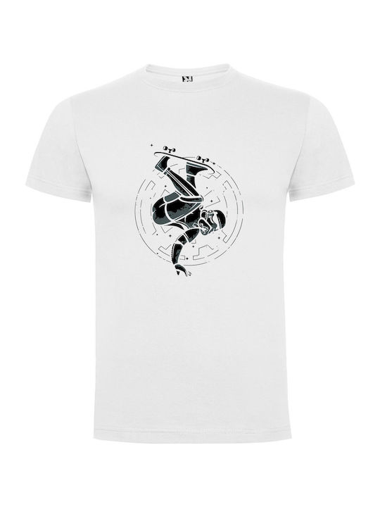 iLovePrints Skateboard Stormtrooper Spacewalk T-shirt White