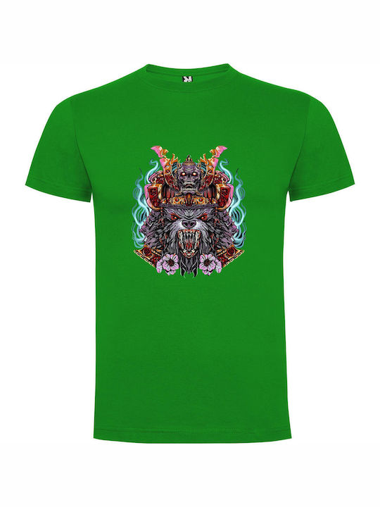 iLovePrints Crowned Samurai Bear T-shirt Green