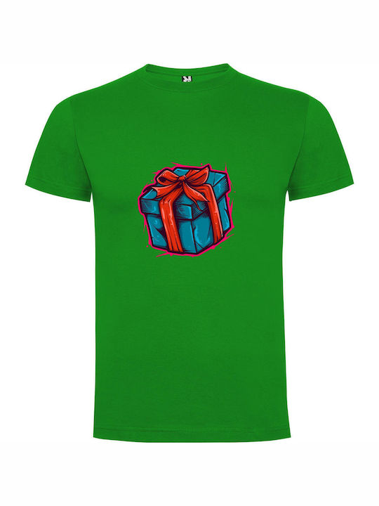 iLovePrints Blue Bow Gift Box T-shirt Green