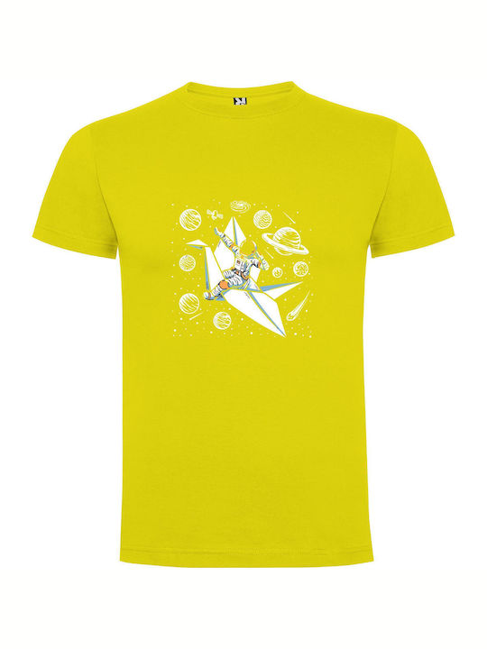 iLovePrints Paper Plane Spaceflight T-shirt Yellow