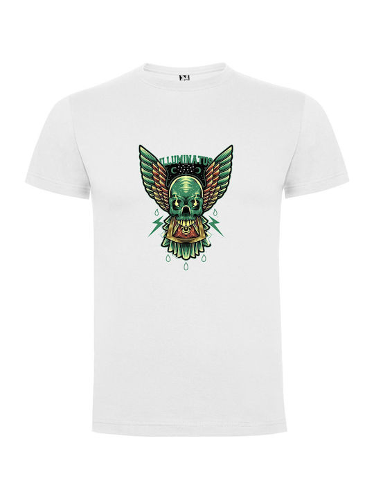 iLovePrints Winged Skull Illumination T-shirt White