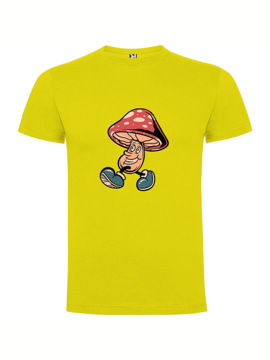 iLovePrints Mushroom Madness Mania T-shirt Yellow