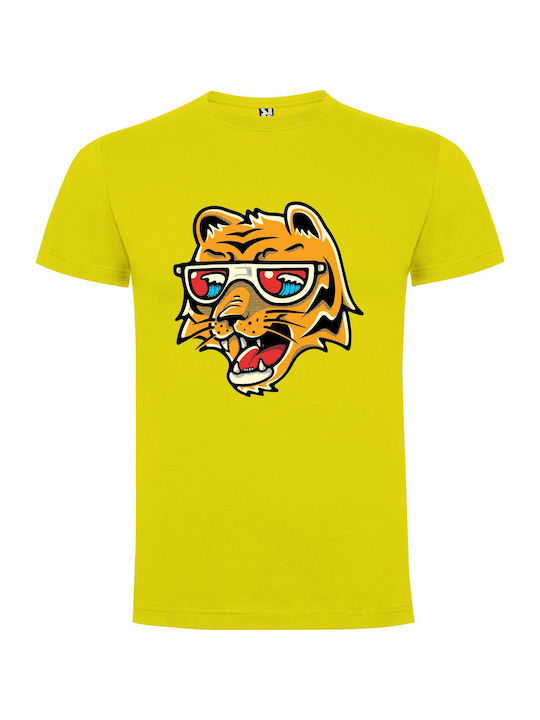 iLovePrints Specs Tiger Face T-shirt Yellow