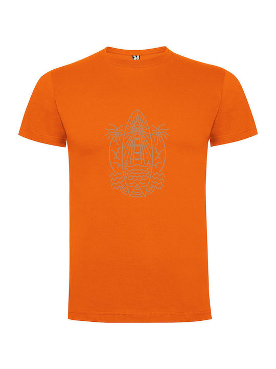 iLovePrints Coastal Dreamscape Illustration T-shirt Orange