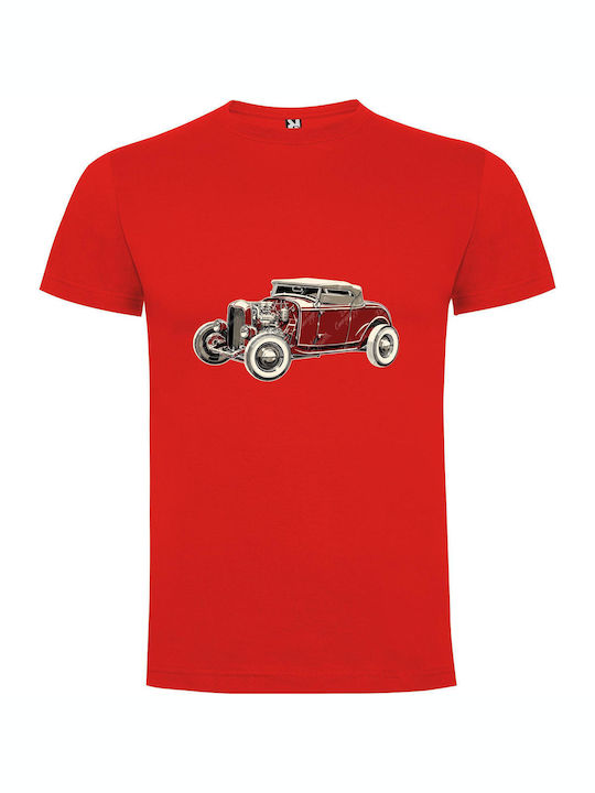 iLovePrints Red Roadster Revival T-shirt Red