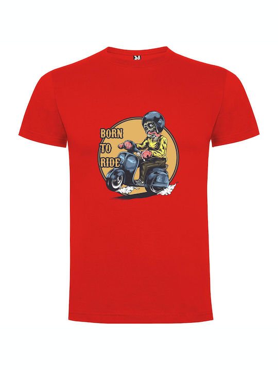 iLovePrints Riding Bone Moped T-shirt Red