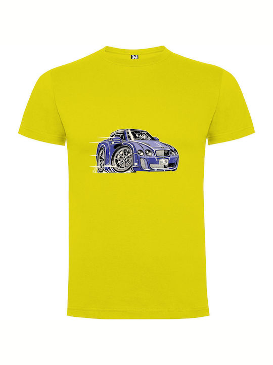 iLovePrints Blue Speedster Illustration T-shirt Yellow