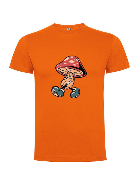 iLovePrints Mushroom Madness Mania T-shirt Orange