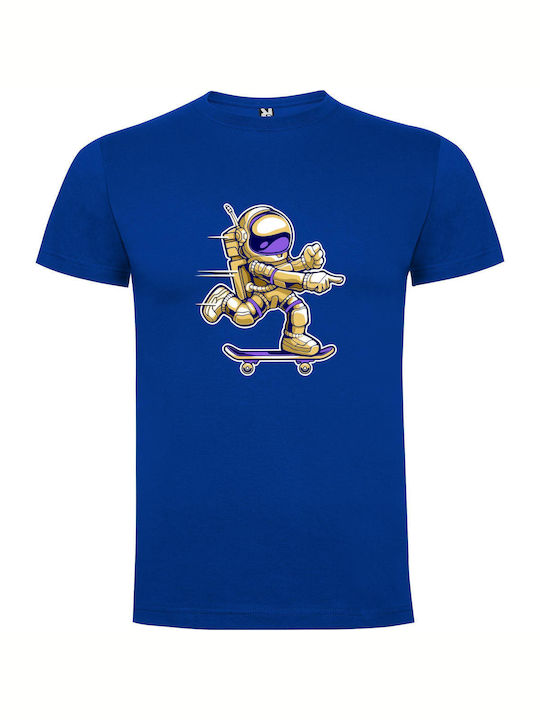 iLovePrints Astro-skateboarding Adventure T-shirt Blue