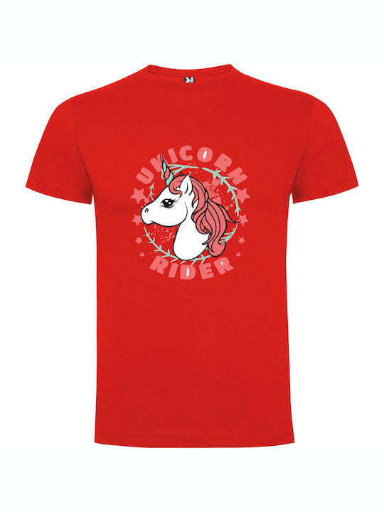 iLovePrints Starry Unicorn Rider T-shirt Red