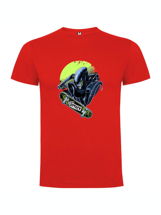 iLovePrints Moon-skating Alien Warrior T-shirt Red