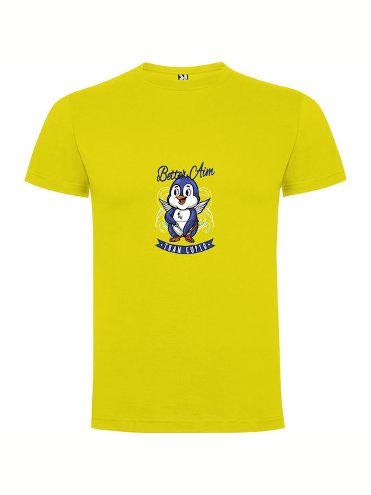 iLovePrints Victorious Penguin Squad T-shirt Κίτρινο