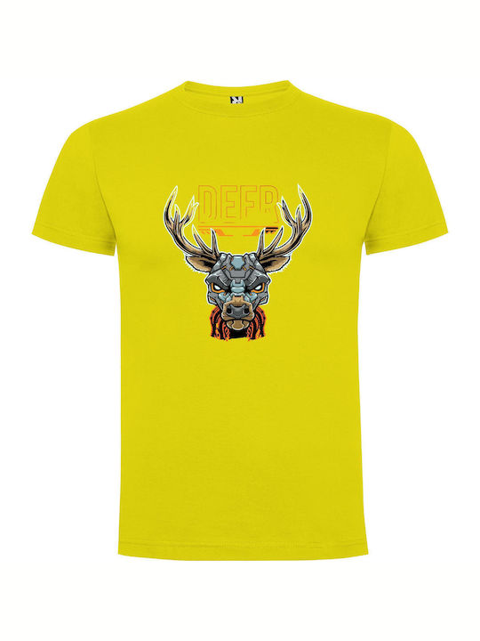 iLovePrints Deer Cyborg Chic T-shirt Κίτρινο