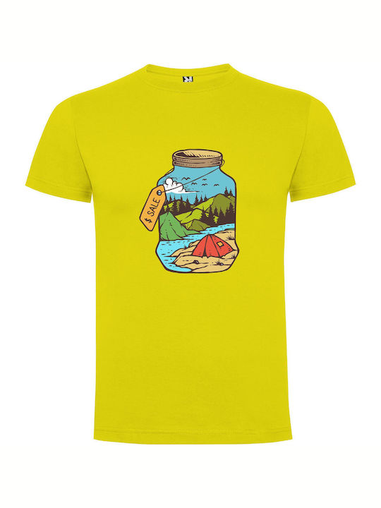 iLovePrints Campfire Dreamscape Jar T-shirt Κίτρινο