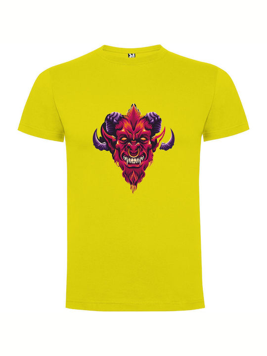 iLovePrints Psychedelic Demon Grin T-shirt Yellow