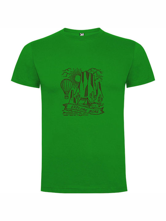 iLovePrints Line Art Explorer Adventure T-shirt Green