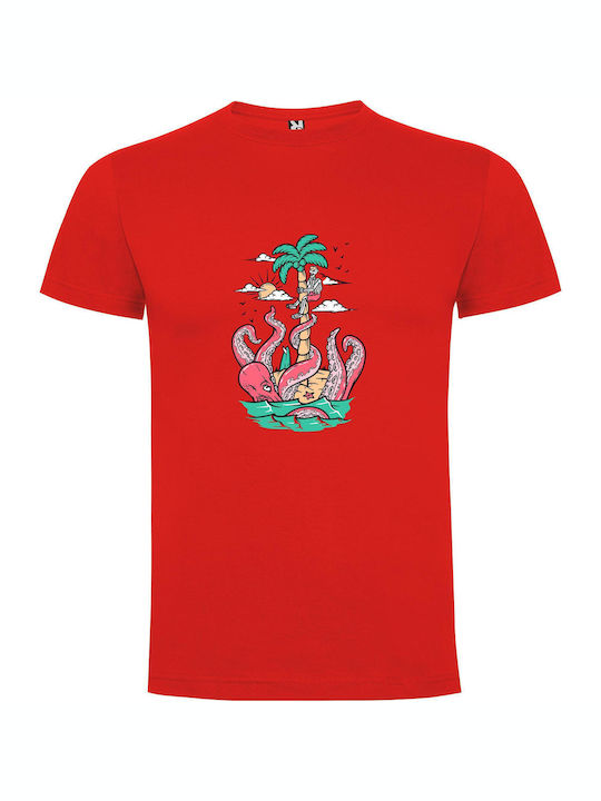 iLovePrints Inked Ocean Doodle T-shirt Red