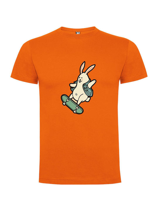 iLovePrints Bunny Skater Chic T-shirt Orange