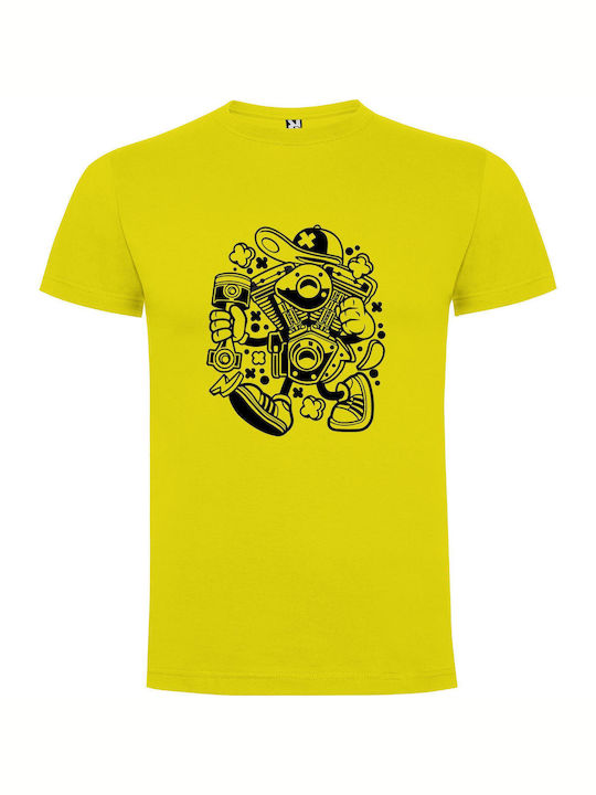 iLovePrints Mono Moto Art T-shirt Κίτρινο