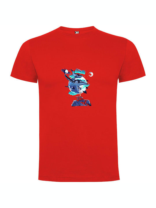 iLovePrints Galactic Whale Pose T-shirt Red