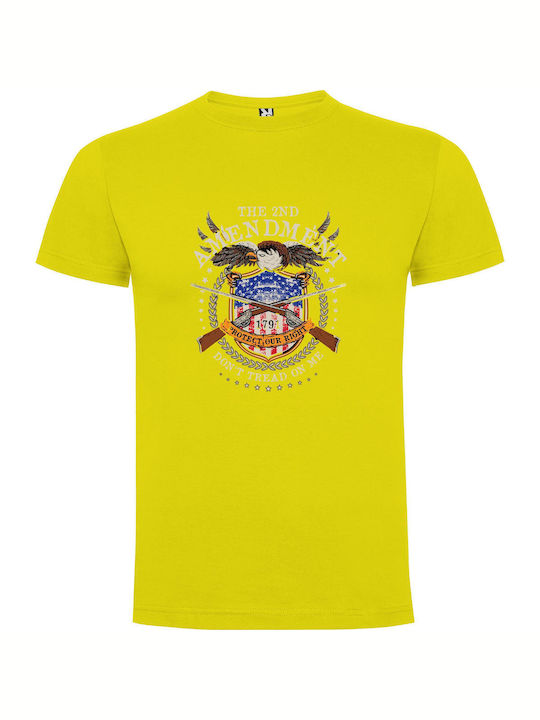 iLovePrints Eagle Defends Gun Rights T-shirt Yellow