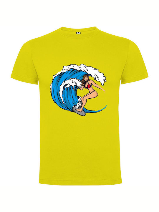 iLovePrints Surfing Queen Asuka T-shirt Gelb