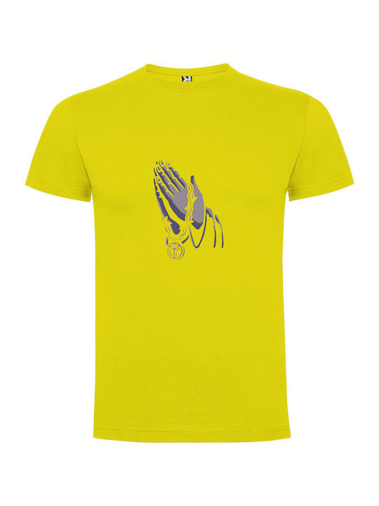 iLovePrints Holy Gesture Blesses All T-shirt Yellow