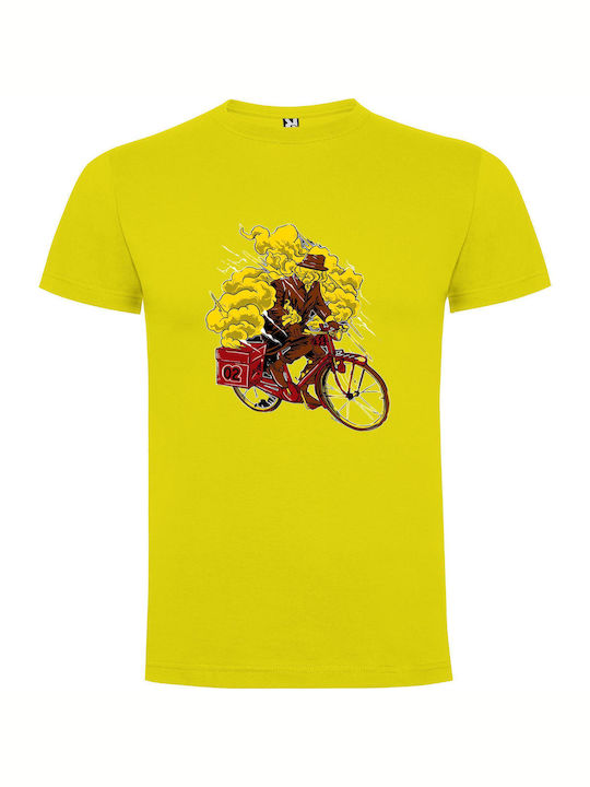 iLovePrints Dada Biker Pyromancer T-shirt Yellow