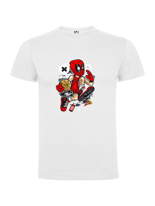 iLovePrints Iconic Hand-painted Deadpool T-shirt Weiß