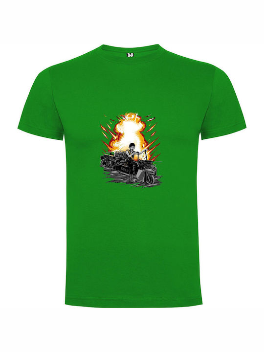 iLovePrints Train Skeleton Inferno T-shirt Green