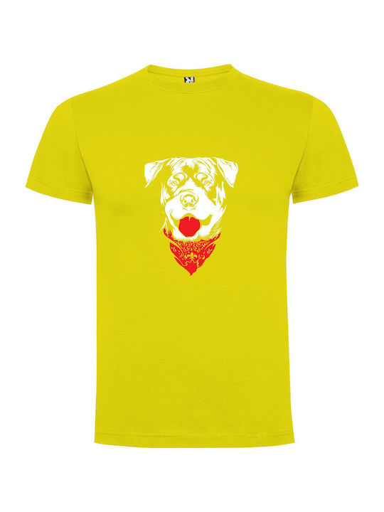 iLovePrints Bandana-wearing Slavic Dog T-shirt Κίτρινο