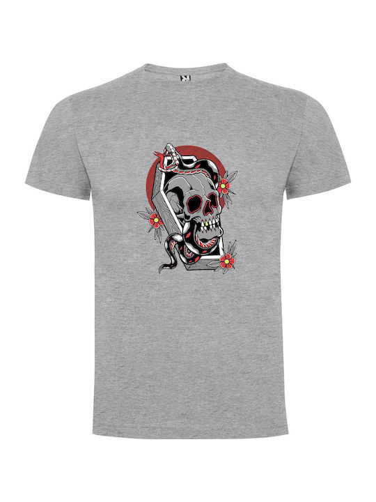 iLovePrints Metallic Memento Mori T-shirt Gray