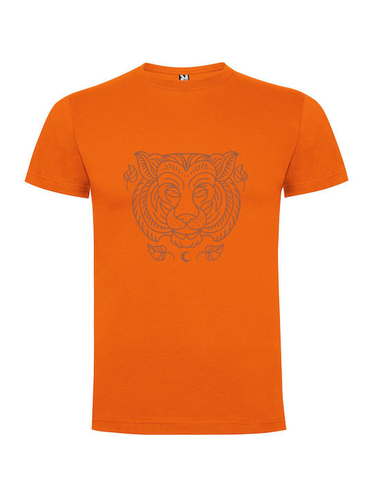 iLovePrints Celestial Cat Art T-shirt Orange