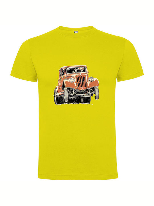 iLovePrints Vintage Orange Cruiser T-shirt Gelb