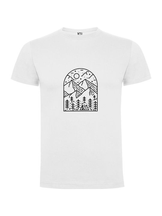 iLovePrints Mountain Monochrome Marvel T-shirt Λευκό