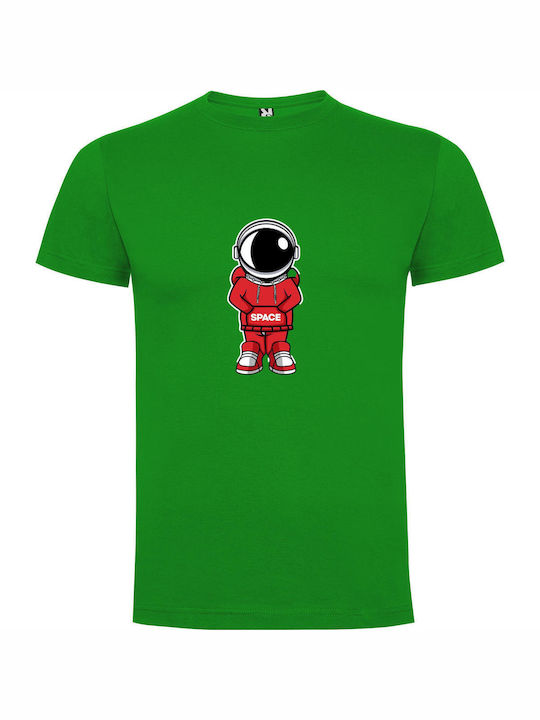 iLovePrints Red Suit Spaceman T-shirt Green