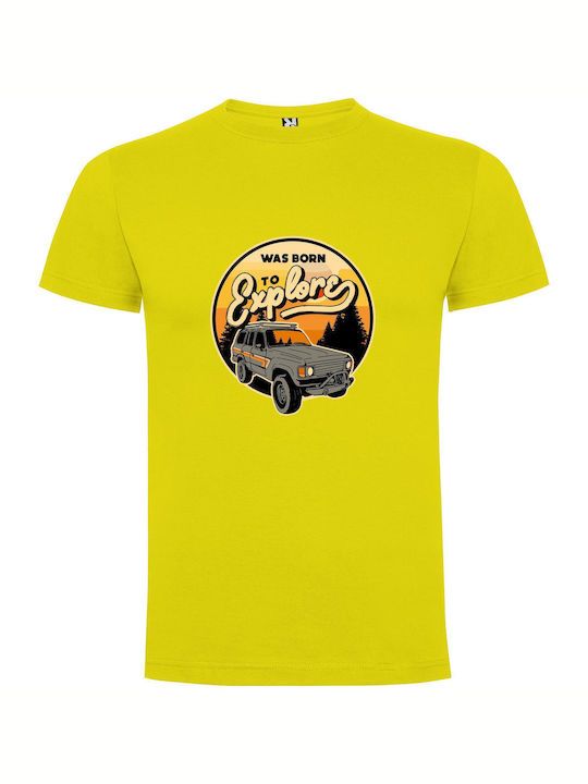 iLovePrints Born To Explore Jeep Tricou Galben