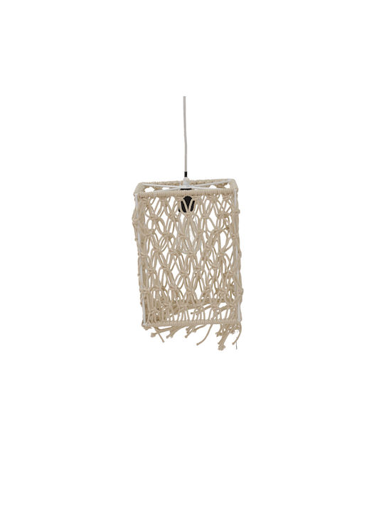 Inart Natural Κρεμαστό Φωτιστικό Μπεζ Boho με Σχοινί για Ντουί E27 30x22x110εκ.