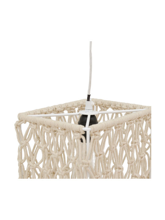 Inart Natural Κρεμαστό Φωτιστικό Μπεζ Boho με Σχοινί για Ντουί E27 30x22x110εκ.