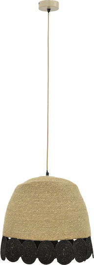 Inart Natural Pendant Light Brown with Socket E27 50x50x115cm