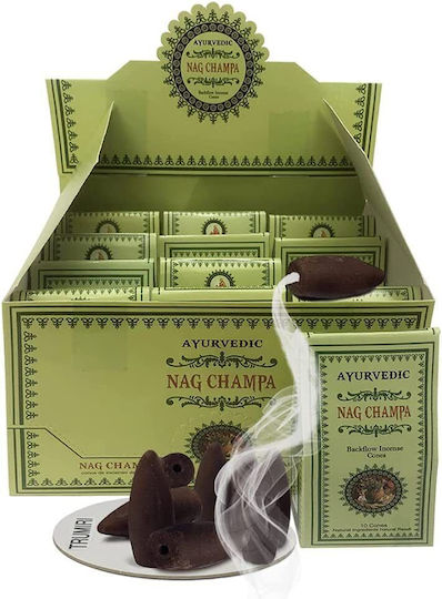 Ayurvedic Nag Champa Backflow Incense Cones 10pcs