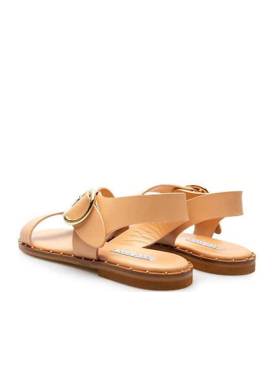 Leather Women's Flat Sandals Caramel