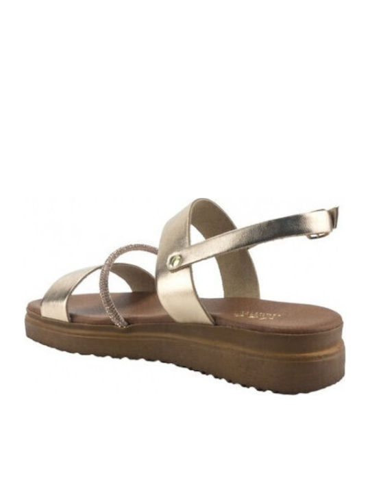 Women's Flat Sandals Flatforms in Gold Color
