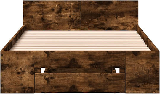 King Size Holzbetten Braune mit Lattenrost für Matratze 190x190cm
