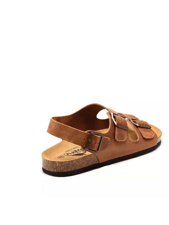 Plakton Leder Herrensandalen in Tabac Braun Farbe